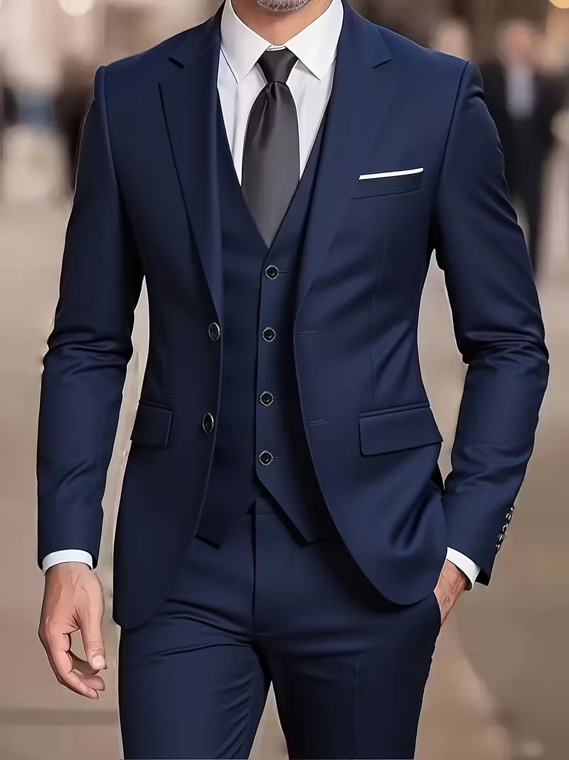 Premium Navy Blue Wedding Groom Suit-green