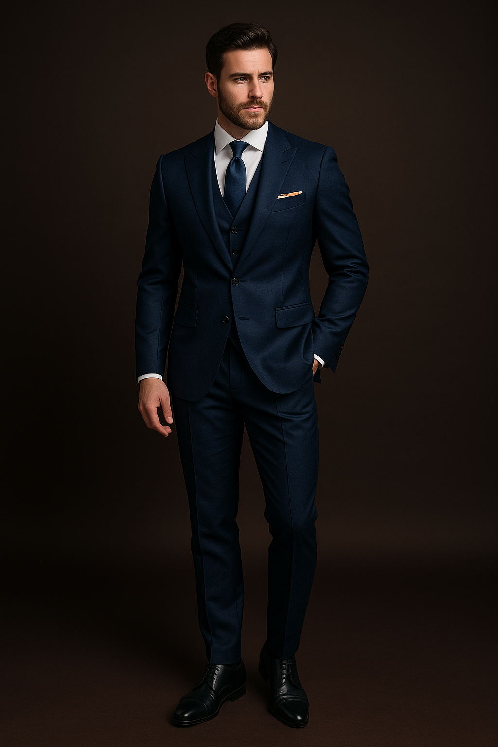 Premium Navy Blue Wedding Groom Suit